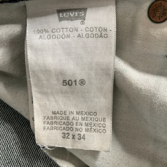 Vintage 90s Levis 501 Jeans Mens 32x34Dark Wash Straight Leg Button Fly Stretch - Picture 7 of 15